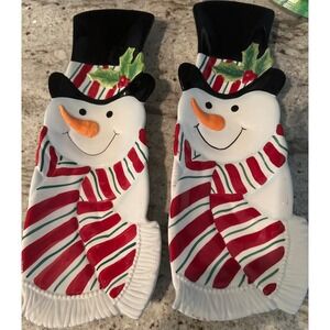 Fitz and Floyd Snack Therapy Snowman Tidbit Dishes Holiday Serving Tray Set of 2